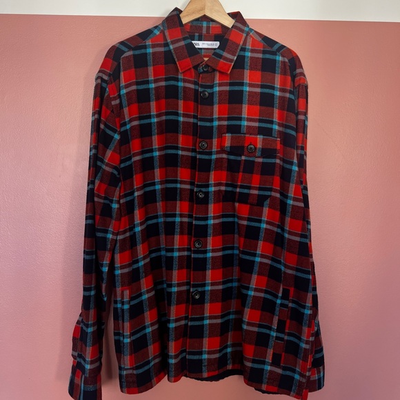 Zara Men’s Flannel Shirt Jacket with side pockets. Plaid. XL. Like New. - Picture 4 of 7